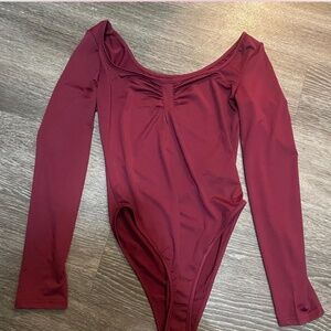 Burgundy long sleeve bodysuit